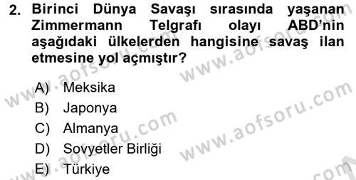 Amerikan Dış Politikası Dersi 2016 - 2017 Yılı (Vize) Ara Sınav Soruları 2. Soru