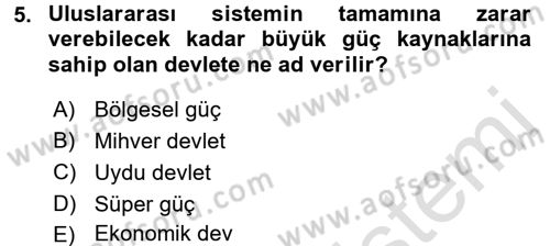 Amerikan Dış Politikası Dersi 2016 - 2017 Yılı (Vize) Ara Sınav Soruları 5. Soru