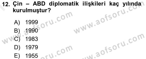 Amerikan Dış Politikası Dersi 2016 - 2017 Yılı (Final) Dönem Sonu Sınav Soruları 12. Soru
