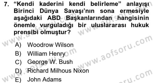 Amerikan Dış Politikası Dersi 2016 - 2017 Yılı (Final) Dönem Sonu Sınav Soruları 7. Soru
