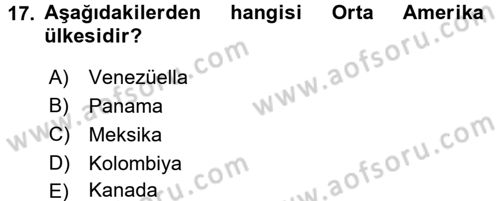 Amerikan Dış Politikası Dersi 2017 - 2018 Yılı (Final) Dönem Sonu Sınav Soruları 17. Soru