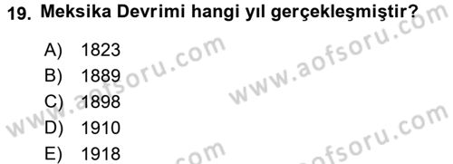 Amerikan Dış Politikası Dersi 2017 - 2018 Yılı (Final) Dönem Sonu Sınav Soruları 19. Soru