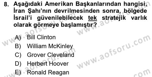 Amerikan Dış Politikası Dersi 2017 - 2018 Yılı (Final) Dönem Sonu Sınav Soruları 8. Soru