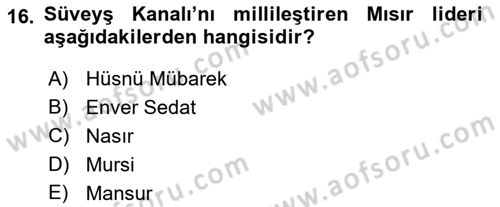 Amerikan Dış Politikası Dersi 2018 - 2019 Yılı 3 Ders Sınav Soruları 16. Soru