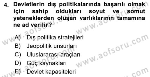 Amerikan Dış Politikası Dersi 2018 - 2019 Yılı 3 Ders Sınav Soruları 4. Soru