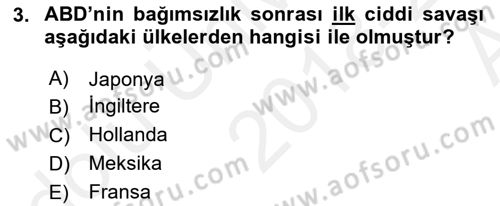 Amerikan Dış Politikası Dersi Ara Sınavı Deneme Sınav Soruları 3. Soru