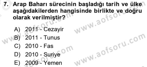 Amerikan Dış Politikası Dersi Ara Sınavı Deneme Sınav Soruları 7. Soru