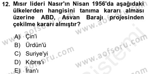 Amerikan Dış Politikası Dersi 2018 - 2019 Yılı (Final) Dönem Sonu Sınav Soruları 12. Soru