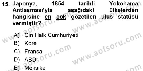 Amerikan Dış Politikası Dersi 2018 - 2019 Yılı (Final) Dönem Sonu Sınav Soruları 15. Soru