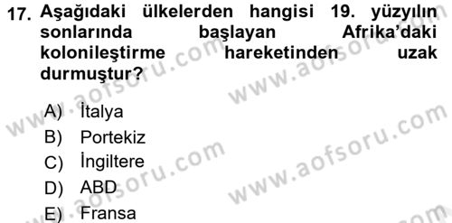 Amerikan Dış Politikası Dersi 2018 - 2019 Yılı (Final) Dönem Sonu Sınav Soruları 17. Soru