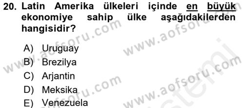 Amerikan Dış Politikası Dersi 2018 - 2019 Yılı (Final) Dönem Sonu Sınav Soruları 20. Soru