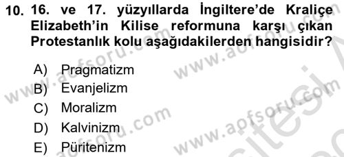 Amerikan Dış Politikası Dersi 2019 - 2020 Yılı (Vize) Ara Sınav Soruları 10. Soru