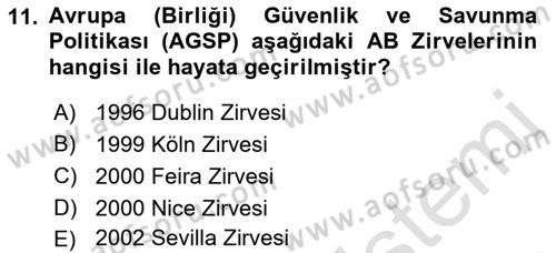 Amerikan Dış Politikası Dersi 2019 - 2020 Yılı (Final) Dönem Sonu Sınav Soruları 11. Soru