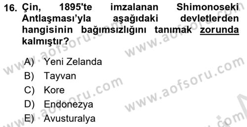 Amerikan Dış Politikası Dersi 2019 - 2020 Yılı (Final) Dönem Sonu Sınav Soruları 16. Soru