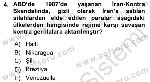 Amerikan Dış Politikası Dersi 2019 - 2020 Yılı (Final) Dönem Sonu Sınav Soruları 4. Soru