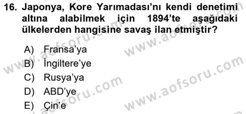 Amerikan Dış Politikası Dersi 2020 - 2021 Yılı Yaz Okulu Sınavı 16. Soru