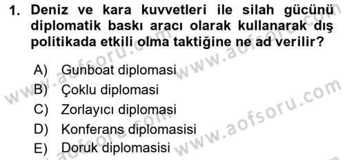 Amerikan Dış Politikası Dersi 2021 - 2022 Yılı (Vize) Ara Sınavı 1. Soru