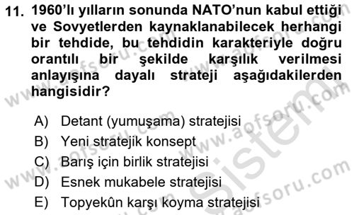 Amerikan Dış Politikası Dersi 2021 - 2022 Yılı (Final) Dönem Sonu Sınav Soruları 11. Soru
