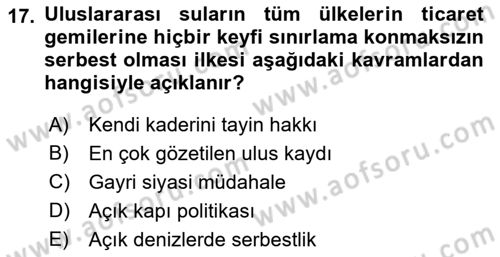 Amerikan Dış Politikası Dersi 2021 - 2022 Yılı (Final) Dönem Sonu Sınavı 17. Soru