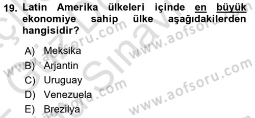 Amerikan Dış Politikası Dersi 2021 - 2022 Yılı (Final) Dönem Sonu Sınav Soruları 19. Soru