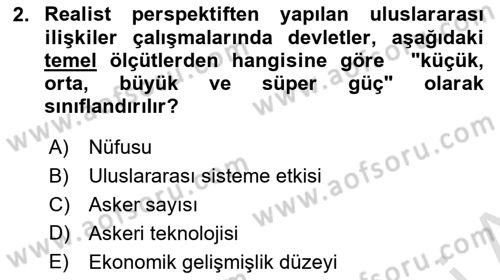 Amerikan Dış Politikası Dersi 2021 - 2022 Yılı (Final) Dönem Sonu Sınav Soruları 2. Soru