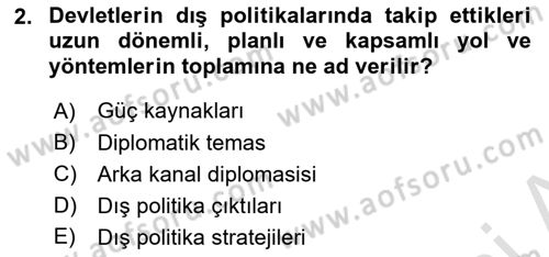 Amerikan Dış Politikası Dersi 2021 - 2022 Yılı Yaz Okulu Sınav Soruları 2. Soru
