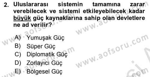 Amerikan Dış Politikası Dersi Ara Sınavı Deneme Sınav Soruları 2. Soru
