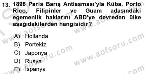 Amerikan Dış Politikası Dersi 2022 - 2023 Yılı (Final) Dönem Sonu Sınav Soruları 13. Soru