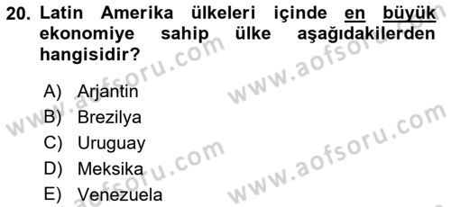 Amerikan Dış Politikası Dersi 2022 - 2023 Yılı (Final) Dönem Sonu Sınav Soruları 20. Soru