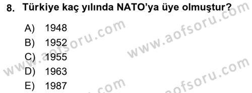 Amerikan Dış Politikası Dersi 2022 - 2023 Yılı (Final) Dönem Sonu Sınav Soruları 8. Soru