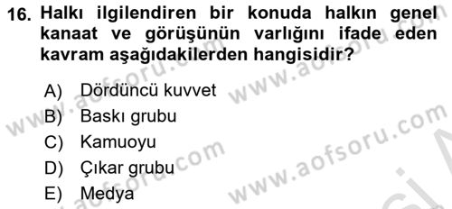 Amerikan Dış Politikası Dersi 2022 - 2023 Yılı Yaz Okulu Sınav Soruları 16. Soru