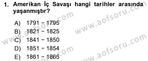 Amerikan Dış Politikası Dersi Ara Sınavı Deneme Sınav Soruları 1. Soru