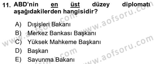 Amerikan Dış Politikası Dersi 2023 - 2024 Yılı (Vize) Ara Sınav Soruları 11. Soru