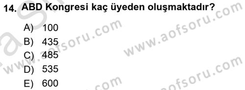 Amerikan Dış Politikası Dersi 2023 - 2024 Yılı (Vize) Ara Sınav Soruları 14. Soru