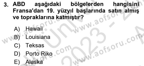 Amerikan Dış Politikası Dersi Ara Sınavı Deneme Sınav Soruları 3. Soru