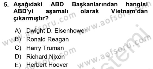 Amerikan Dış Politikası Dersi 2023 - 2024 Yılı (Vize) Ara Sınav Soruları 5. Soru