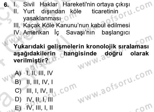 Amerikan Dış Politikası Dersi 2023 - 2024 Yılı (Vize) Ara Sınav Soruları 6. Soru