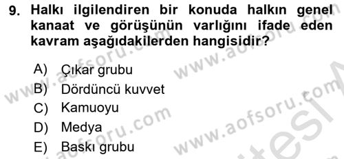 Amerikan Dış Politikası Dersi Ara Sınavı Deneme Sınav Soruları 9. Soru