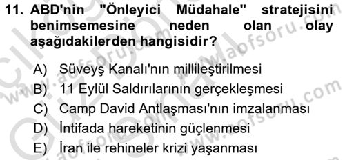 Amerikan Dış Politikası Dersi 2023 - 2024 Yılı (Final) Dönem Sonu Sınav Soruları 11. Soru