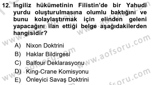 Amerikan Dış Politikası Dersi 2023 - 2024 Yılı (Final) Dönem Sonu Sınav Soruları 12. Soru