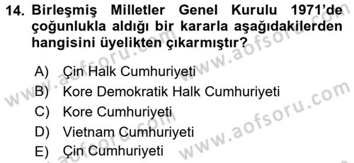 Amerikan Dış Politikası Dersi 2023 - 2024 Yılı (Final) Dönem Sonu Sınav Soruları 14. Soru
