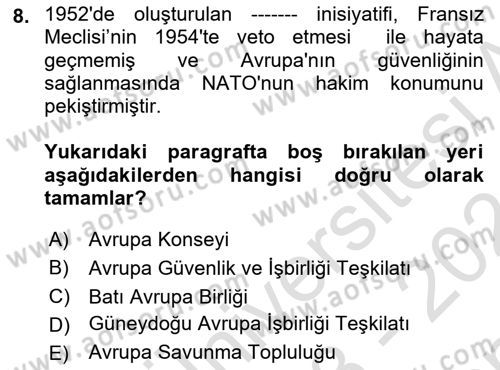 Amerikan Dış Politikası Dersi 2023 - 2024 Yılı (Final) Dönem Sonu Sınav Soruları 8. Soru