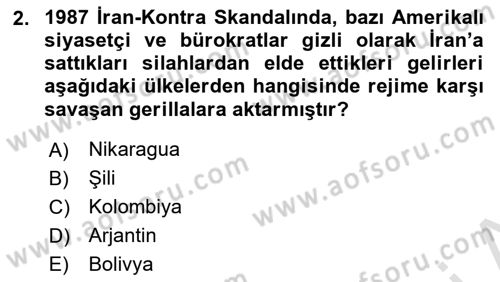Amerikan Dış Politikası Dersi Ara Sınavı Deneme Sınav Soruları 2. Soru