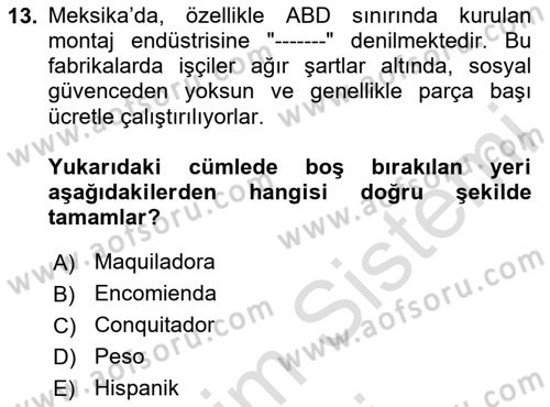 Amerikan Dış Politikası Dersi 2024 - 2025 Yılı (Final) Dönem Sonu Sınav Soruları 13. Soru