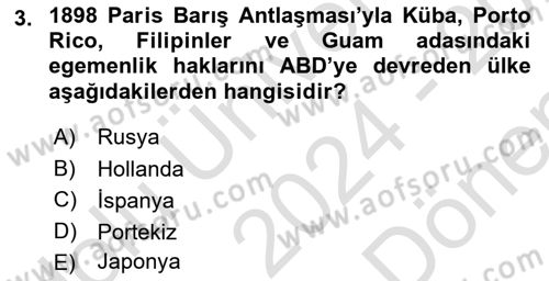 Amerikan Dış Politikası Dersi 2024 - 2025 Yılı (Final) Dönem Sonu Sınav Soruları 3. Soru