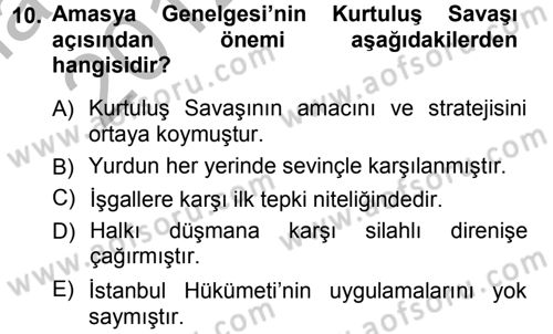Türk Dış Politikası 1 Dersi Ara Sınavı Deneme Sınav Soruları 10. Soru