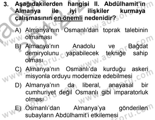 Türk Dış Politikası 1 Dersi Ara Sınavı Deneme Sınav Soruları 3. Soru