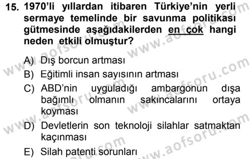 Türk Dış Politikası 1 Dersi 2012 - 2013 Yılı (Final) Dönem Sonu Sınav Soruları 15. Soru