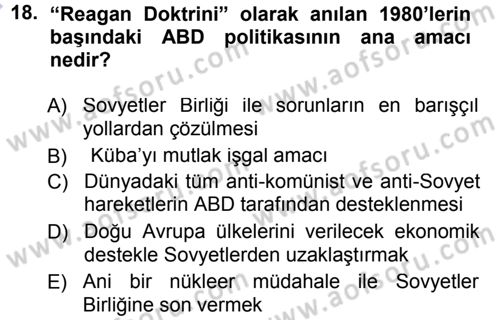 Türk Dış Politikası 1 Dersi 2012 - 2013 Yılı (Final) Dönem Sonu Sınav Soruları 18. Soru