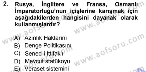 Türk Dış Politikası 1 Dersi 2012 - 2013 Yılı (Final) Dönem Sonu Sınav Soruları 2. Soru